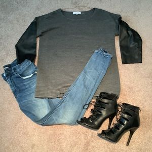 Calvin Klein Knit Faux Leather Top